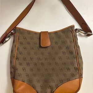 Dooney & Bourke Tan and Brown Monogram Shoulder Bag